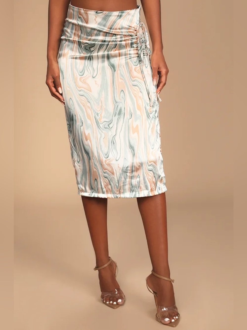🩷 4th + Reckless XS Abstract Patterned Midi Skirt Side Zipper